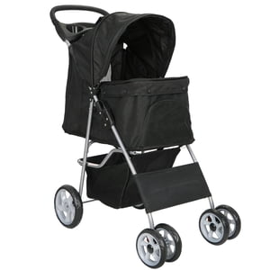 ZENY 4-Wheel Foldable Pet Stroller, Black, Up to 30 lbs