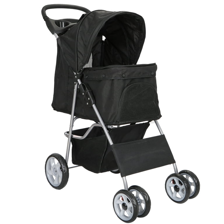 ZENY 4-Wheel Foldable Pet Stroller, Black, Up to 30 lbs photo 1