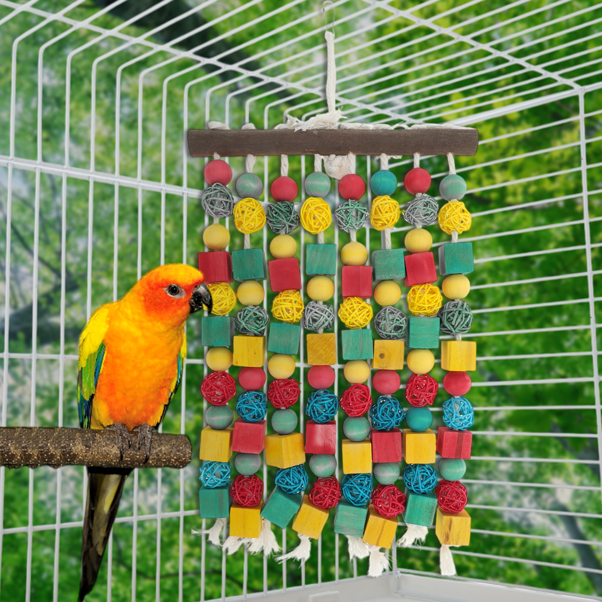 Unique Bargains Large Bird Parrot Toy Bird Chewing Toy Wooden Blocks Bird Toys Bird Cage Accessories Parrot Cage Bite Toy for Large Medium Birds Macaws