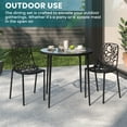 thumbnail image 3 of LeisureMod Devon Mid-Century Modern 3-Piece Aluminum Outdoor Patio Dining Set with Dining Table with Tempered Glass Top and 2 Stackable Flower Design Chairs for Patio, and Backyard Garden (Black), 3 of 21