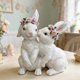 thumbnail image 5 of Easter Bunny Figurine Resin Rabbit Statue White 7.56in Tabletop Decor • Ceramic Look Ornament • Spring Easter Centerpiece for Living Room Bedroom, 5 of 6