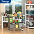 thumbnail image 2 of 3 Tier Heavy Duty Rolling Utility Cart,18" D x 30" W x 36.6" H Rolling Carts with Wheels,Commercial Grade Metal with Handle Bar & Shelf Liner,Trolley Serving Storage Cart for Kitchen Black, 2 of 7