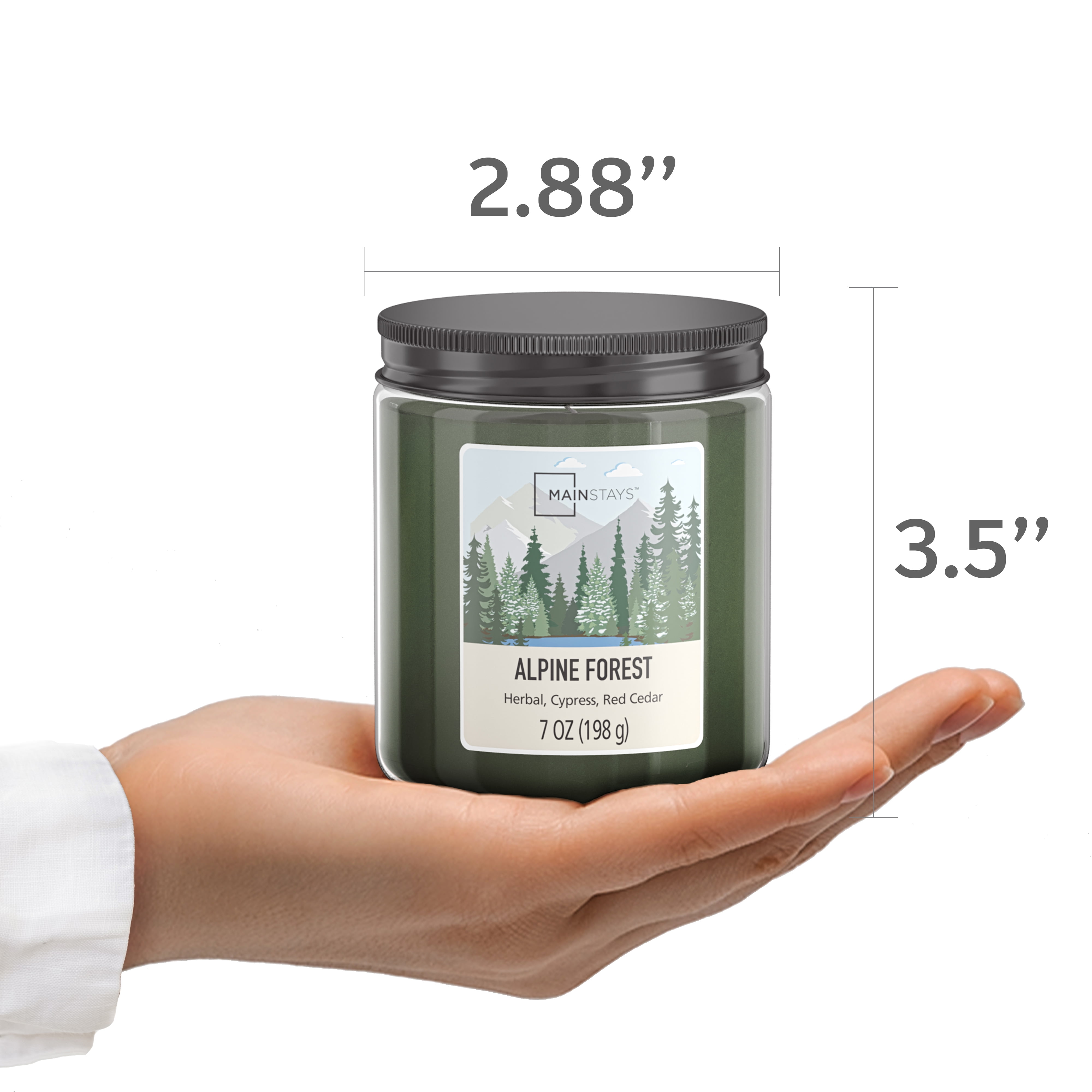Mainstays Single-Wick Twist Glass Jar Scented Candle, Alpine Forest, 7oz.