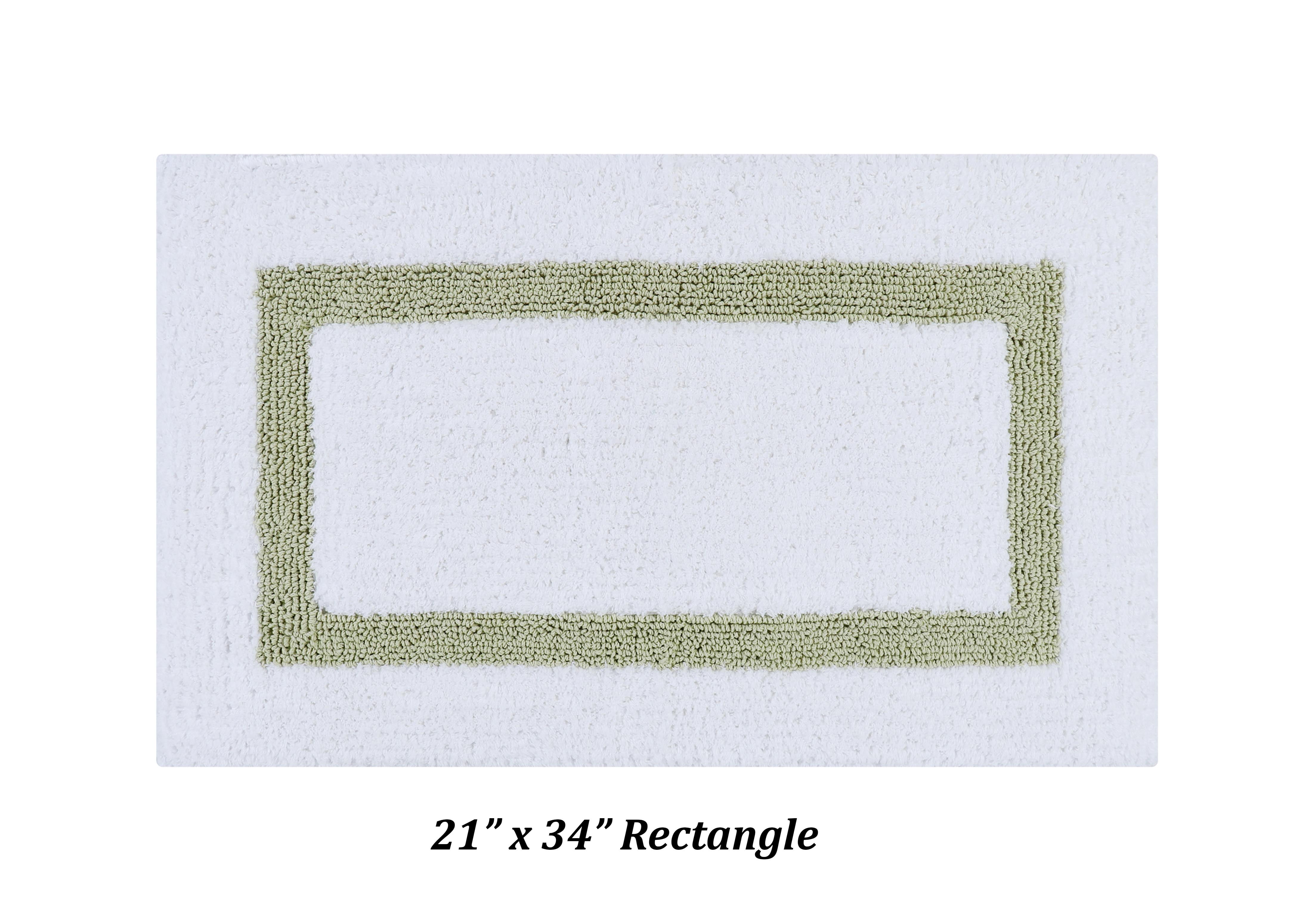 Better Trends 2 Piece Bathroom Rug Set 100% Cotton Bath Mat Extra Soft Tufted Machine Washable Water Absorbent, Reversible for Bathroom, Laundry Room (17”x24”|21”x34”) Hotel Collection - White/Sage