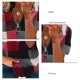 thumbnail image 4 of Blusa de manga corta Top con estampado de cuadros y media cremallera Blusa holgada de manga corta para dama Rojo S, 4 of 5