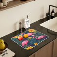 thumbnail image 5 of Yayeee Drying Mat for Kitchen Counter Dishes Microfiber Coffee Decorative Pad, Yellow Floral Flamingo, 5 of 9