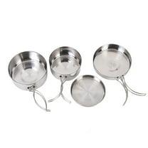 4Pcs Portable Cookware Set Stainless Steel Cooking Pot/Lid/Frying Pan for Picnic Outdoor Camping Hiking