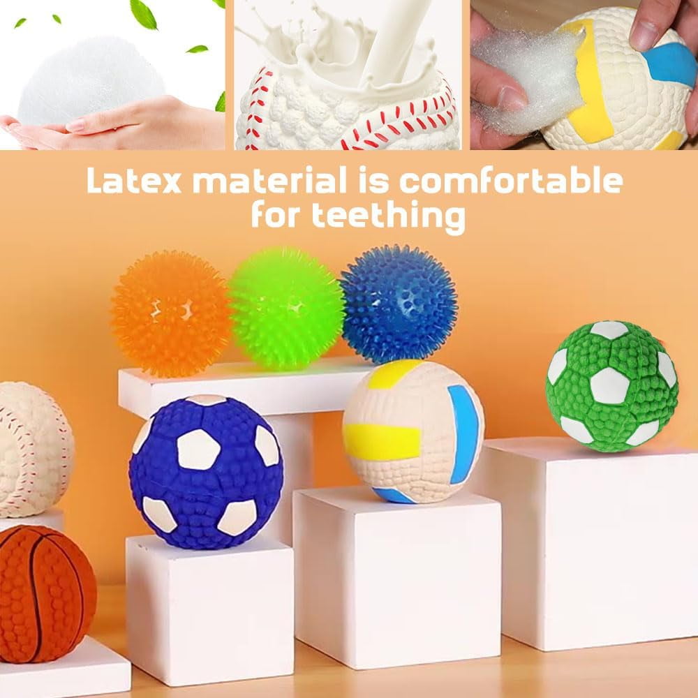Immortal Toy for Aggressive Chewers, Squeaky Dog Ball Squeaky Dog Toys Natural Latex Rubber Balls for Small Dogs Puppies Cute Dog Squeak Toys Play Ball Tennis Ball, football, volleyball