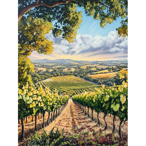 Vineyard Sunset Landscape Canvas Wall Art, Perfect for Living Room, Bedroom, Dining Room, Office, and Hallway Decoration
