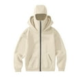 thumbnail image 6 of Hueook Hoodies for Women's Balaclava Hoodie Zip Up Jacket Double Hooded Sweatshirt Hoodie with Mask Wind Coat Beige L, 6 of 8