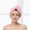 thumbnail image 1 of Toalla para la cabeza de color rosa pálido, toallas de microfibra para secar el cabello, turbante envolvente súper absorbente con botón, cabello seco rápido para mujeres, 1 of 4