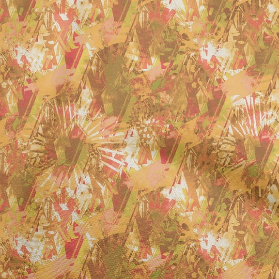 oneOone Cotton Poplin Mustard Yellow Fabric Abstracts Sewing Material Print Fabric By The Yard 42 Inch Wide