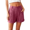 thumbnail image 2 of Summer Shorts for Women Cotton Linen Baggy High Elastic Waisted Wide Leg Short Womens Casual Solid Loose Fits Comfy Athletic Gym Running Short, 2 of 8