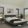 thumbnail image 3 of Dalen 45" King Bed Frame, Adjustable Headboard, Mid-Century, Solid Wood, Mocha, 3 of 21