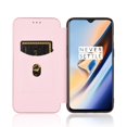 thumbnail image 3 of Dteck Folio Case For OnePlus 8 / 1+8 8 5G with Portable Stand (not fit Verizon version), Magnetic Adsorption Closure Slim Fit Carbon Fiber Plastic Flip Case TPU Inner Protective Cover,Rosegold, 3 of 6