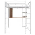 thumbnail image 6 of Full Loft Bed with 1 Desk and 2 Shelves, Loft Bed Frame with 2 Built-in Ladders, Safety Guardrail, Metal Loft Bed, Noise Free, No Box Spring Needed, White, 6 of 7