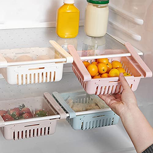 Retractable Fridge Drawer Organizer Refrigerator Storage Box Keep Fridge Tidy Shelf Holder for Vegetables and Fruits Kitchen Fridge Organisers 