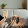 thumbnail image 3 of Detroit Soft Flannel Fleece Blanket, Idyllic Sunset View with High Rise Buildings Riverfront Rocks Calm Peaceful, Cozy Plush for Indoor and Outdoor Use, 50" x 60", Coral Dark Brown, by Ambesonne, 3 of 5
