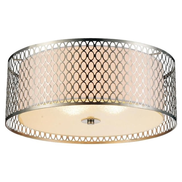 CWI Lighting Mikayla 3 Light Drum Shade Flush Mount With Satin Nickel Finish