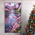 thumbnail image 4 of Pintura de diamante 5D DIY con taladro redondo completo, árbol de melocotón junto al lago, decoración del hogar, 40x70cm, 4 of 9