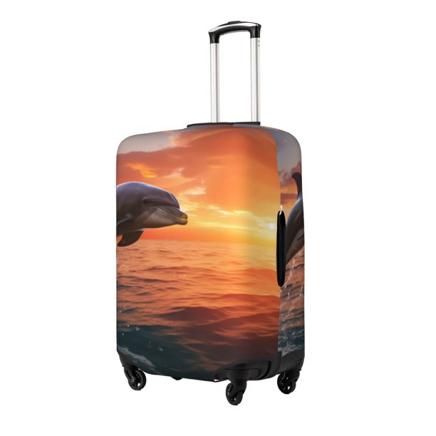 Balery Sunset Dancing Dolphin B Funda de equipaje, fundas para maletas, elástica, lavable, protector de maletas, compatible con maletas de 18 a 32 pulgadas-X-Large