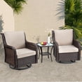 thumbnail image 2 of EastVita PioneerWorks Outdoor Swivel Wicker Glider Patio Chairs with Table Set 3 Pieces Outdoor Bistro Set with 4”Thick Cushions and Coffee Table for Porch Balcony Deck (Beige), 2 of 7