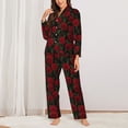 thumbnail image 2 of Fotbe Rose Pattern Long Sleeve Pajama Set for Women,Sleepwear Set,2-piece Loungewear Set,Soft PJs Comfy Nightwear with Pockets -Medium, 2 of 7