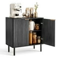 thumbnail image 1 of VEVOR Coffee Bar Cabinet, Mid Century Fluted Coffee Bar Table with 2-Tier Storage, Buffet Stand Cabinet with Barn Door, Sideboard Buffet Station for Living Room, Entryway, 31.5 x 14.7 x 31.5 in, Black, 1 of 9