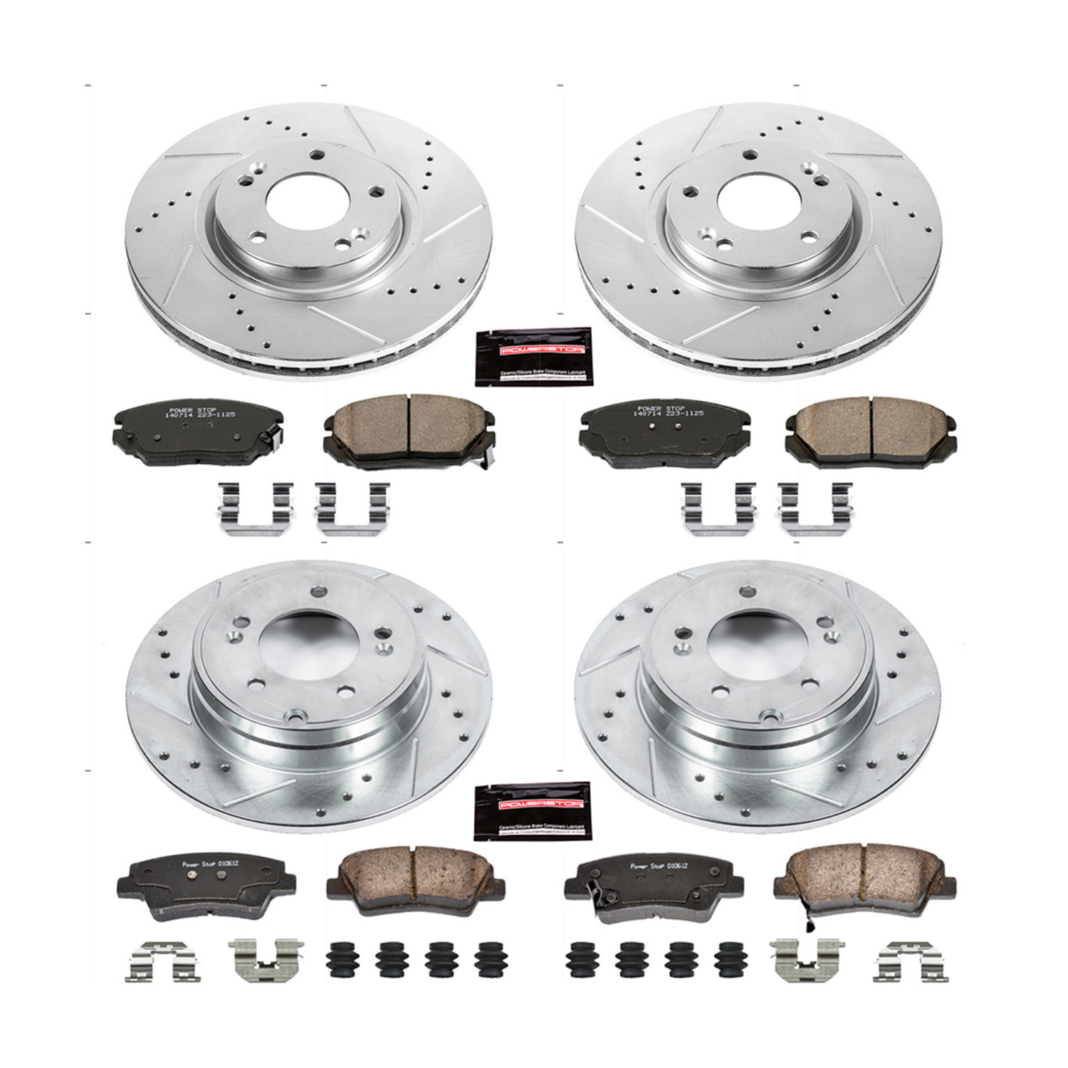 Power Stop Front and Rear Ceramic Brake Pad and Drilled & Slotted Rotor Kit K5474