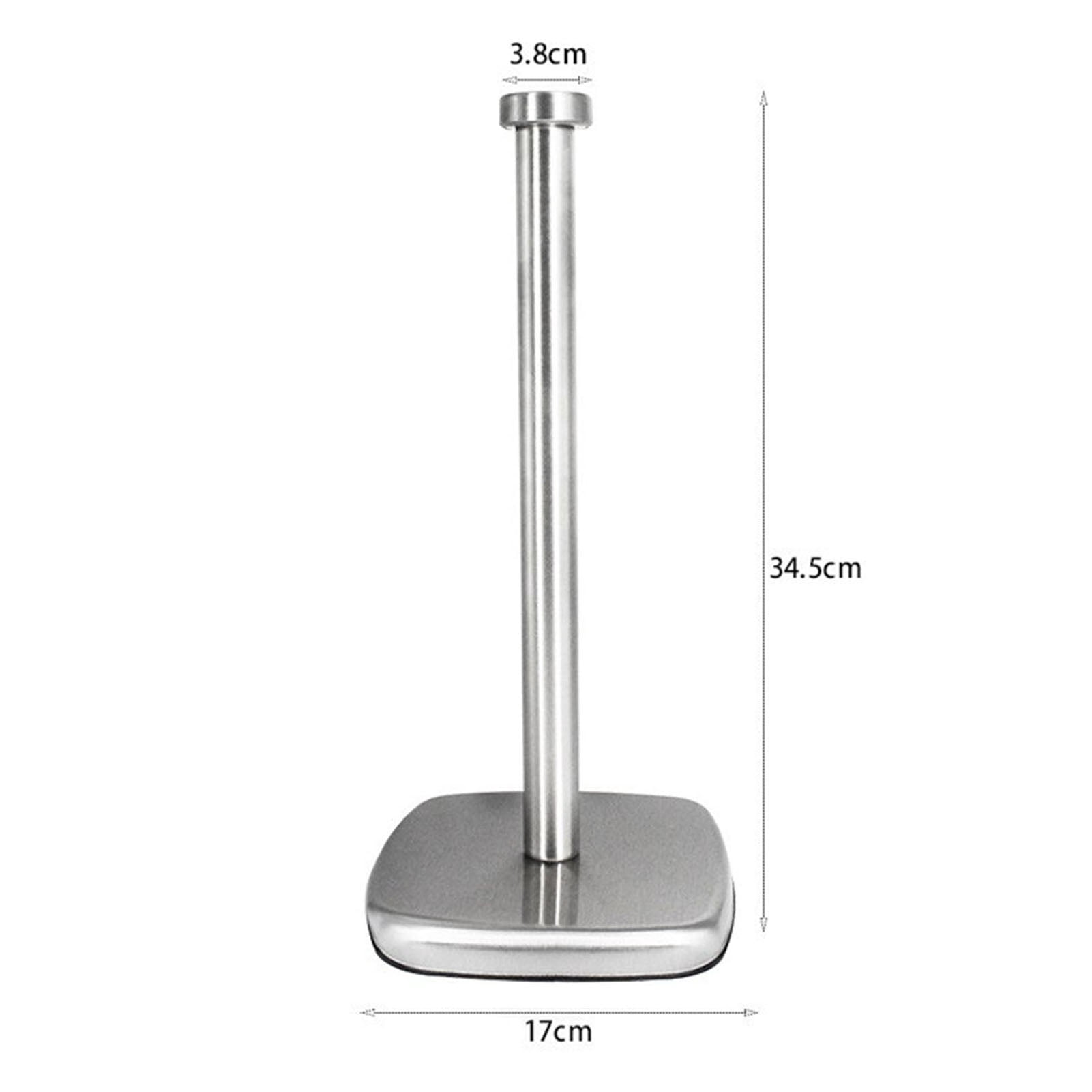 Opvise Stainless Steel Paper Towel Holder with Thick Pole Design, One-Handed Tear, Universal Roll Compatibility, Non-Slip Weighted Base, Durable & Modern Kitchen/Bathroom Organizer