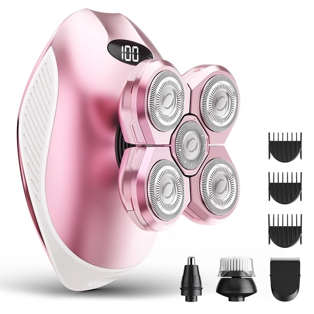 Maquinilla de afeitar eléctrica para mujer, afeitadora multifunción 5 en 1 con pantalla LED, recargable e impermeable, ideal para viajes, ideal para piernas, rostro, axilas y bikini.
