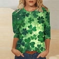 thumbnail image 2 of Stamzod 3/4 Sleeve T Shirts for Women Crew Neck Casual Tops Dressy Summer Work Blouses Clothes Green T XXXL, 2 of 5
