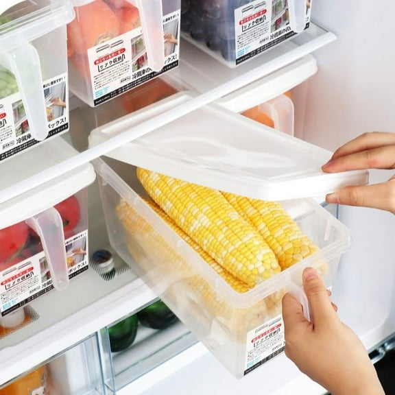 Meggemo Large Capacity Refrigerator Storage Box Food Grade Plastic Container for Fruits Vegetables Meats Kitchen Pantry Organizer Airtight Design Keeps Food Fresh Longer Home Use
