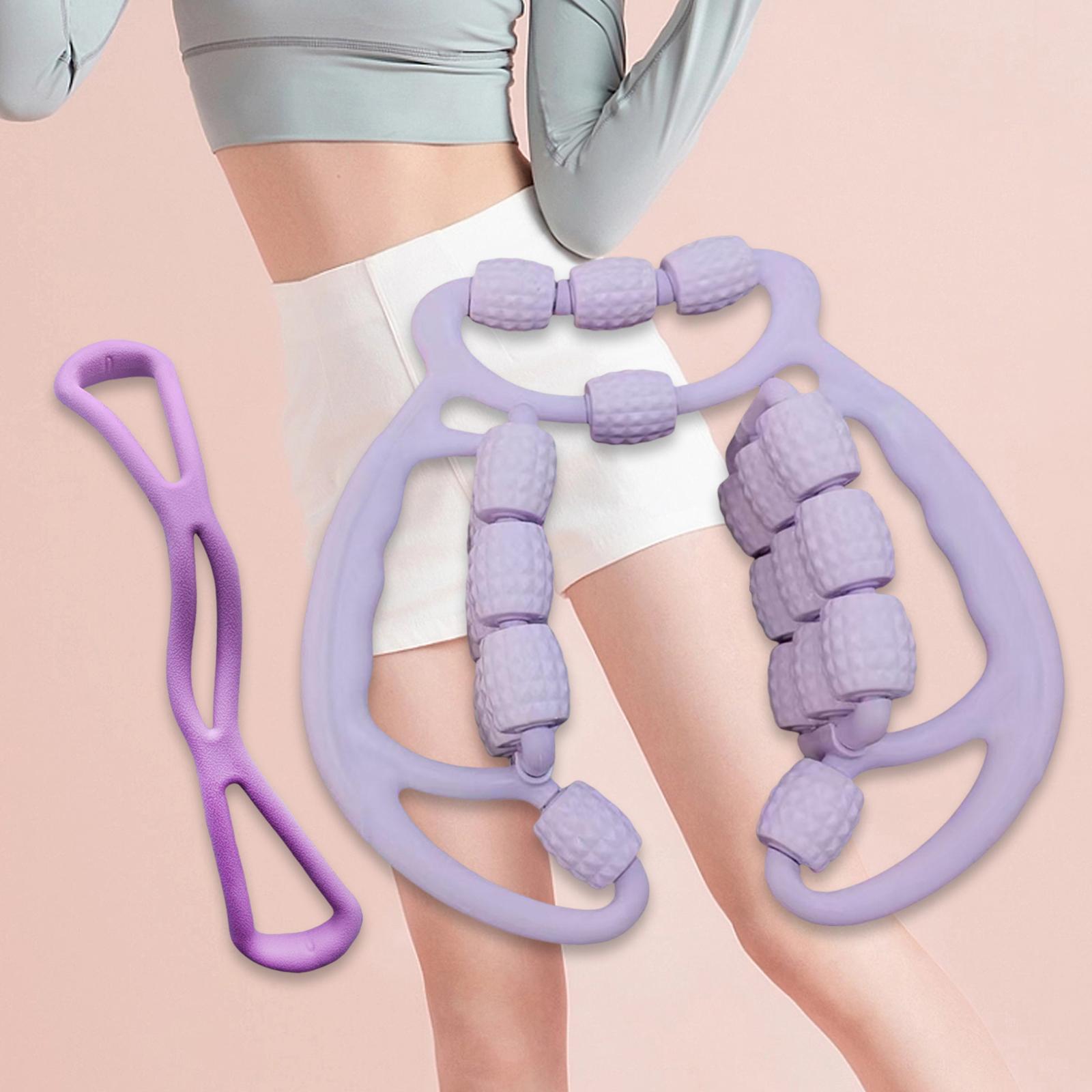 funtasica 24 Wheels Relax Roller Sturdy Circular Leg Clamps Muscle Relaxer Leg Roller Massage Tool for Fitness Exercise Shoulder Purple