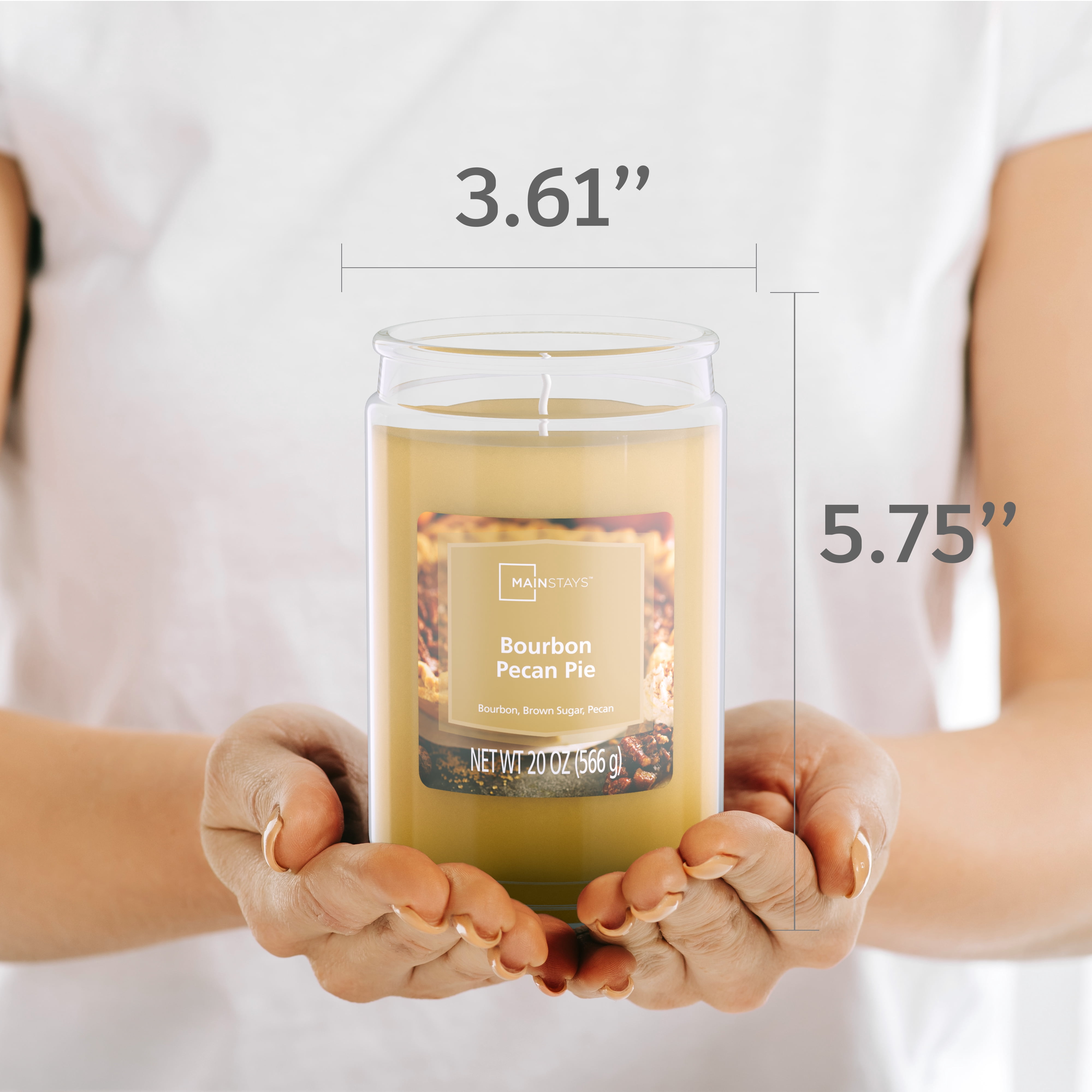 Mainstays Bourbon Pecan Pie Scented Single-Wick Large Glass Jar Candle, 20 oz