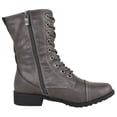 thumbnail image 3 of Forever Women Shoes Combat Army Style Boots Lace Up Side Zipper Booties Gray 8.5, 3 of 4
