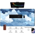 thumbnail image 3 of Aesthetic Blue and White Puffy Clouds Desk Mat, XXL Large Kawaii Blue Extended Gaming Mouse Pad with Stitched Edges, Cute Big Laptop Keyboard and Mouse Mat for Women Office Decor Mat 31.5x15.7 in, 3 of 6