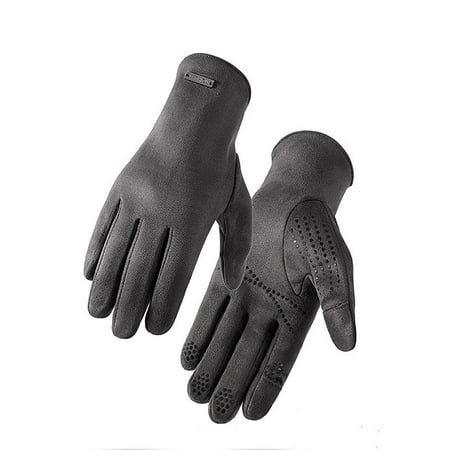 Heated Gloves Football Gloves Men's Solid Color New Winter Gloves, Suede Thickening Touchable Screen Warm Outdoor Riding Gloves Gloves for Men Mens Faux-Leather Gloves New Arrival Gray
