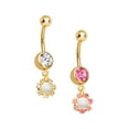 thumbnail image 3 of Gold Ion-Plated Dangle-Style Belly Ring with CZ Gem Cluster, 3 of 3