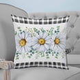 thumbnail image 3 of 24x24 Pillow Covers Set of 2, Daisy Throw Pillow Covers Decorative Couch Cushion Case, Spring Floral Black Plaid Eucalyptus Leaves Microfiber Square Pillowcases for Bedroom Car Living Room, 3 of 6