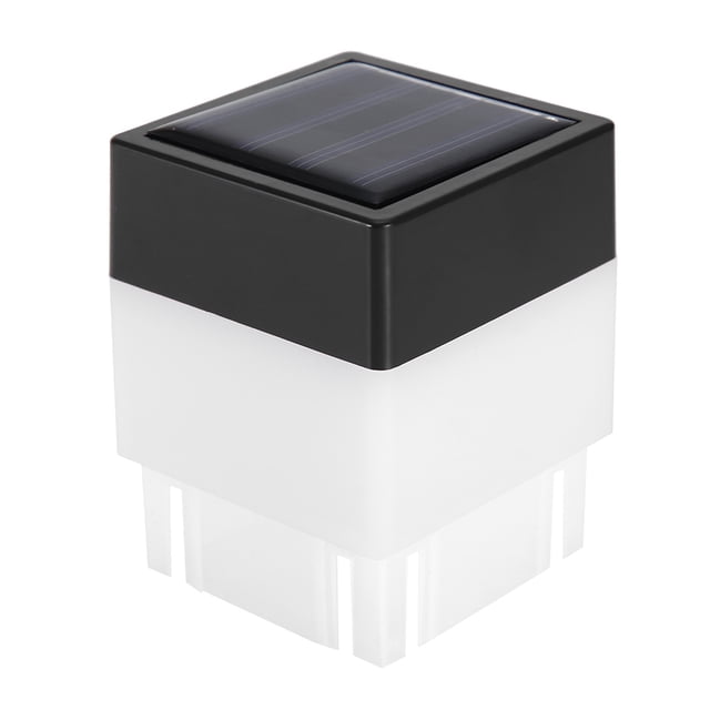 Luz LED cuadrada blanca cálida con energía solar para decoración de vallas de jardín y exteriores.
