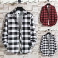 thumbnail image 3 of WTXUE Button-Up Shirts Long Sleeve, Notch Neck Shirts for Men Mens Fall Shirt Lapel Button Shirt Tops Cardigan Plaid | Workwear for Men Red/Plaid XL, 3 of 5