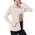 thumbnail image 2 of BADHUB Women Sun Protection Jacket Hoodie UPF 50+ Long Sleeve Zip Up Sun Shirt Clothing Lightweight Outdoor Athletic Jacket Beige XL, 2 of 7