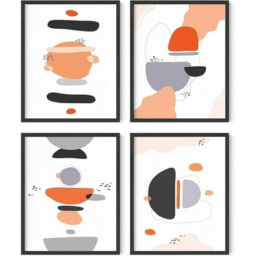 HAUS AND HUES Minimal Abstract Art Posters - Set of 4 Geometric Art Abstract Posters, Modern Art Posters Abstract Wall Decor Minimal Art Aesthetic Posters for Room (Unframed 16x20)