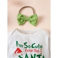 thumbnail image 4 of Suealasg Toddler Baby Girls Christmas Outfits 3M 6M 12M 18M 24M Long Sleeve Letter Print Romper Shorts Headband Set 3pcs Newborn Girls Fall Winter Clothes, 4 of 9