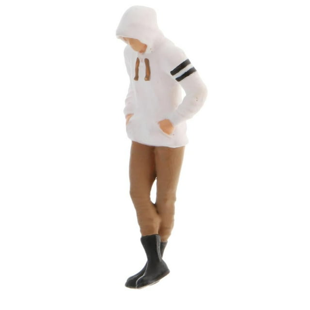 Figura de hombre clásico en miniatura pintada a mano a escala 1/64, para construcción, diorama, decoración Sudadera blanca