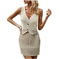 thumbnail image 2 of Njoeus Women's Summer 2 Piece Skirt Set, Womens Knit Crochet Sets Cami Crop Top and Short Skirt Bodycon Hollow Out Beach Cover Ups Outfits, 2 of 4