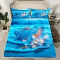 thumbnail image 2 of Erosebridal Dreamy Seashell Queen Sheet Sets, Blue Coastal Ocean Bedding Queen Size, Marine Decor 4pcs, 2 of 7
