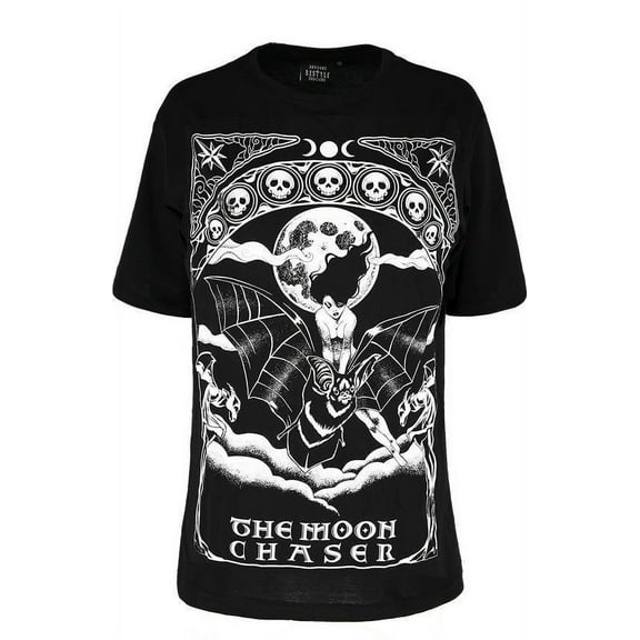 The Moon Chaser Tarot Gothic Oversized Shirt, Black, XL