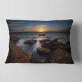 thumbnail image 2 of Designart Rocky Sydney Beach at Sunset - Seascape Throw Pillow - 12x20, 2 of 5
